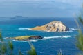 View of Rabbit Island MÃÂnana Island, an uninhabited islet located 1.2 km off KaupÃÂ Beach & Waimanalo at the eastern end of the I Royalty Free Stock Photo